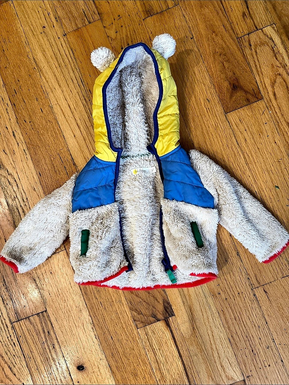 Babyboden Sherpa-Lined Puffer Jacket Blue & Yellow Baby 3-6M